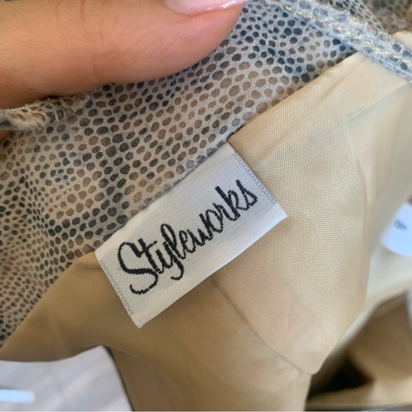 Vtg 90s genuine suede leather snakeskin print mini dress python grey size 8 - Picture 4 of 8